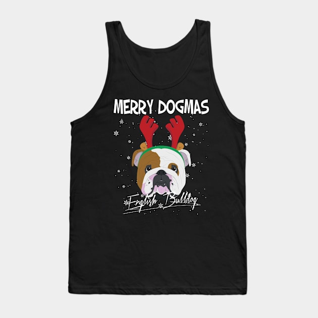 Merry Dogmas English Bulldog Dog With Weindeer Horns Funny Xmas Gift Tank Top by salemstore